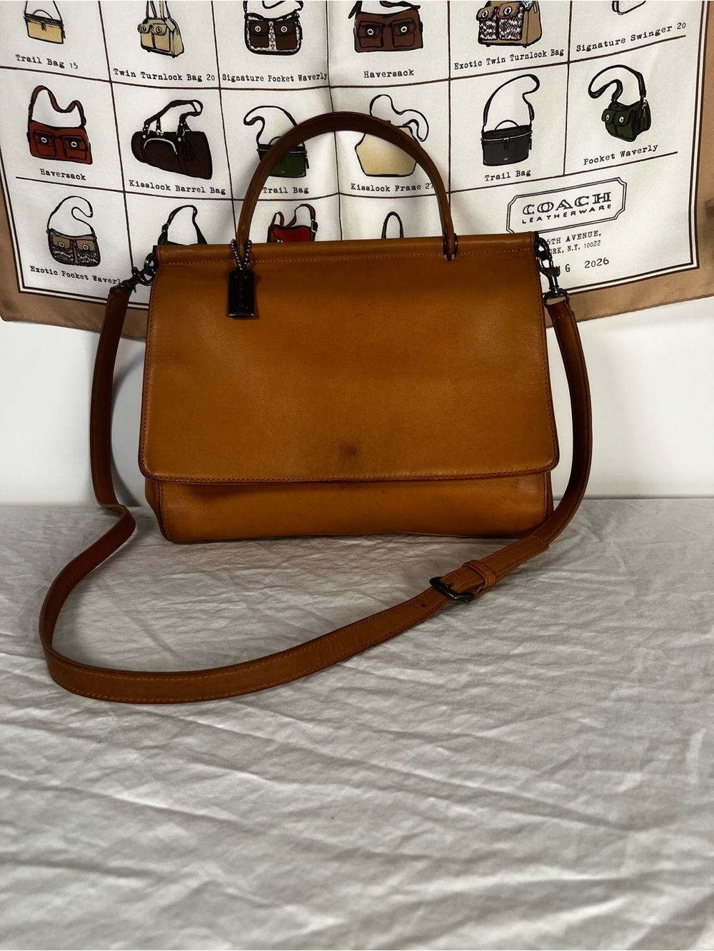 Vintage Coach Whitney Satchel 9185 Tan Leather Top Handle Crossbody Bag 2002